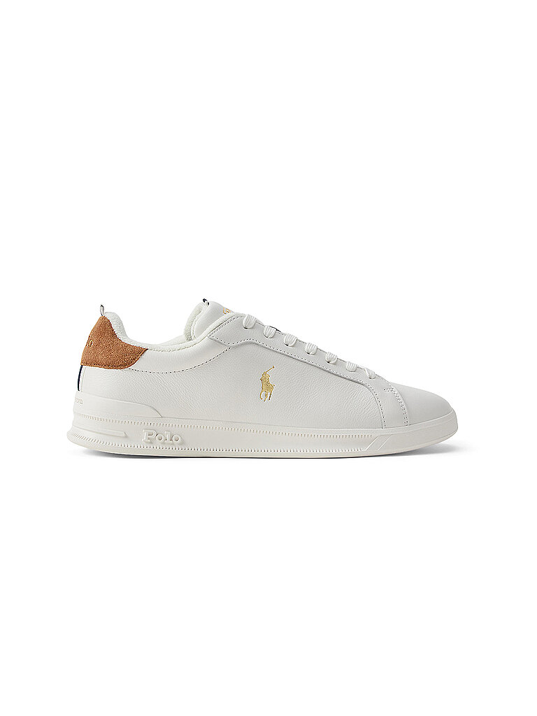 Polo Ralph Lauren pour homme. 809P02081001 HRT CRT chaussures en cuir blanc (44), Plat, Lacets, Casuel